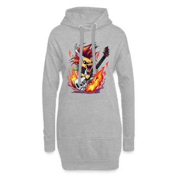 Guitariste de dessin animé Flame Rocker - Sweat-shirt à capuche long Femme - gris chiné - Devant