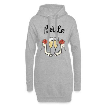 Mariée, talons hauts & Prosecco - Ambiance mariée, mariage - Sweat-shirt à capuche long Femme - gris chiné - Devant