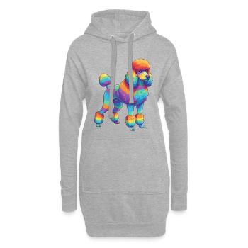 Buntes Pudelhunde-Regenbogen-Pop-Art-Aquarell - Hoodie-Kleid - Grau meliert - Vorne