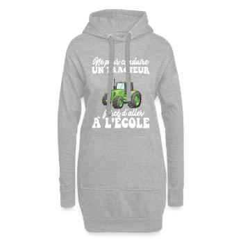 Born To Drive A Tractor Forced To Go To School - Hoodie Dress - heather grey - Front