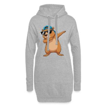 Cool Dabbing Bear Sonnenbrillen-Cartoon-Kunst - Hoodie-Kleid - Grau meliert - Vorne