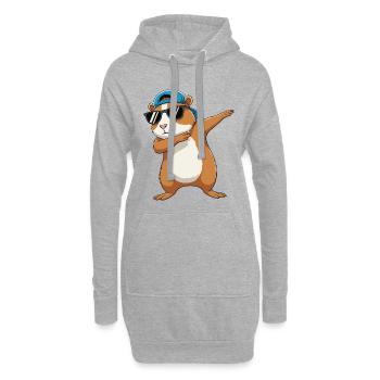 Cool Dabbing Meerschweinchen-Sonnenbrillen-Cartoon-Kunst - Hoodie-Kleid - Grau meliert - Vorne