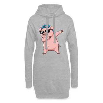 Dessin animé de lunettes de soleil en cochon à faire du dabing - Sweat-shirt à capuche long Femme - gris chiné - Devant