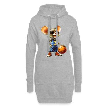 Mäuse Basketball - Hoodie-Kleid - Grau meliert - Vorne