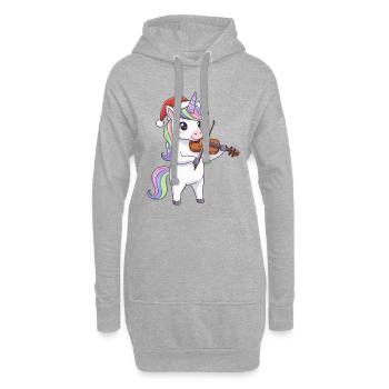 Weihnachten-Einhorn Magisches Geigespiel - Hoodie-Kleid - Grau meliert - Vorne