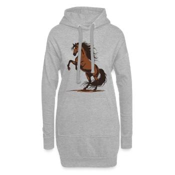 Cheval Cabré Étalon Sauvage Équestre Illustration - Sweat-shirt à capuche long Femme - gris chiné - Devant