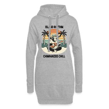 Chimpanzé Ukulélé Island Rhythm Chill - Sweat-shirt à capuche long Femme - gris chiné - Devant