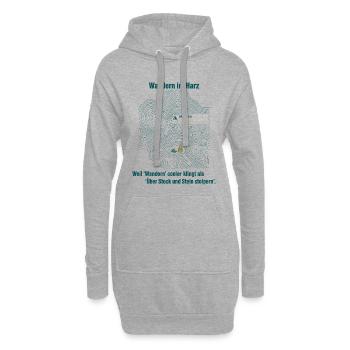 Eifel Wandern Topo GPS Karte - Hoodie-Kleid - Grau meliert - Vorne