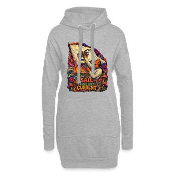 Sail Your Own Current Vintage Nautical Retro Shirt - Hoodie-Kleid - Grau meliert - Vorne