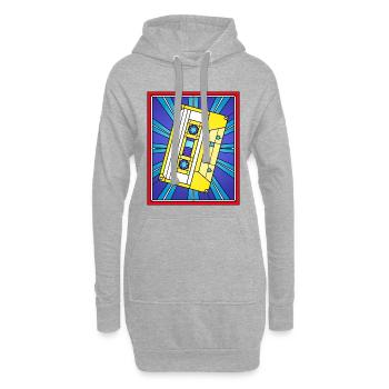 Buntglas-Kassettenbandillustration - Hoodie-Kleid - Grau meliert - Vorne