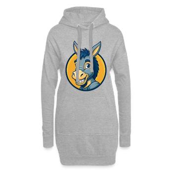 Esel-Kawaii-Maskottchen-Cartoon-Clipart-Logo-Abzeichen - Hoodie-Kleid - Grau meliert - Vorne