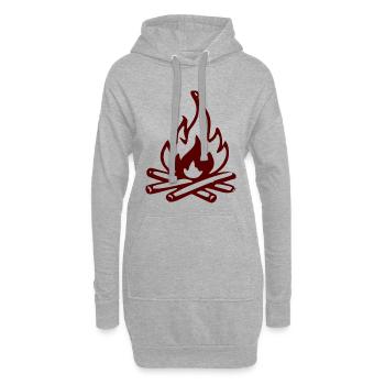 Silhouette Feu de camp rouge - Sweat-shirt à capuche long Femme - gris chiné - Devant