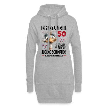 Geburtstag Strauß Cartoon 50 Jahre Alter 50 - Hoodie-Kleid - Grau meliert - Vorne