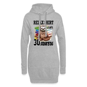 Faultier Sloth zum 30. Geburtstag - Hoodie-Kleid - Grau meliert - Vorne