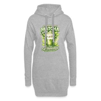 Latte Matcha à la Fraise Bliss - Sweat-shirt à capuche long Femme - gris chiné - Devant