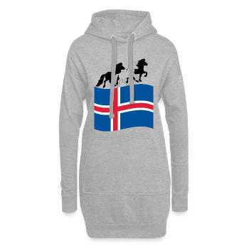 Drapeau islandais avec chevaux islandais - Sweat-shirt à capuche long Femme - gris chiné - Devant