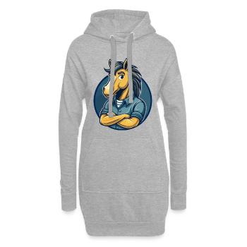 Pferde-Kawaii-Maskottchen Cartoon-Charakter-Clipart-Logo - Hoodie-Kleid - Grau meliert - Vorne