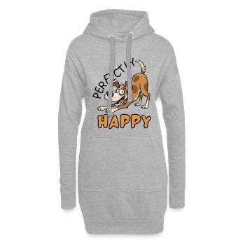 Jack Russell vollkommen glückliches Hundedesign - Hoodie-Kleid - Grau meliert - Vorne