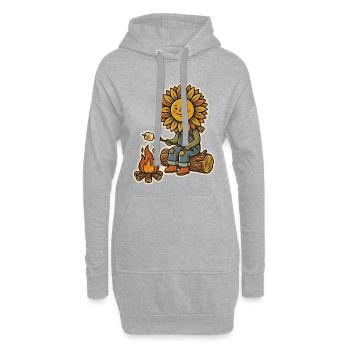 Sonnenblume Lagerfeuer Marshmallow Camping - Hoodie-Kleid - Grau meliert - Vorne
