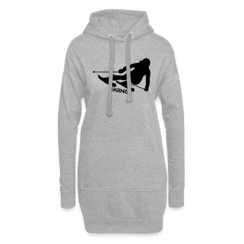 Ski, ski, skiing, après ski, freeski, freeskiing - Sweat-shirt à capuche long Femme - gris chiné - Devant