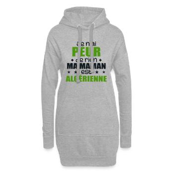 Je n'ai peur de rien ma maman est Algérienne - Sweat-shirt à capuche long Femme - gris chiné - Devant