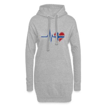 Mon cœur bat pour la Norvège - Coeur Glitter - Sweat-shirt à capuche long Femme - gris chiné - Devant