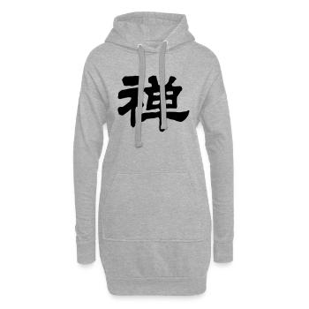 Mots chinois: Zen - Sweat-shirt à capuche long Femme - gris chiné - Devant