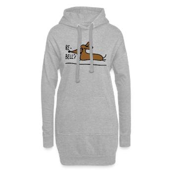 Dackel als Rebell - Hoodie-Kleid - Grau meliert - Vorne