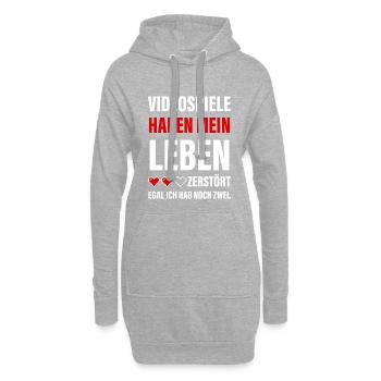 Videospiele Haben Mein Leben Zerstört - Gamer - Hoodie-Kleid - Grau meliert - Vorne