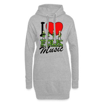 J’aime la musique folklorique - Sweat-shirt à capuche long Femme - gris chiné - Devant