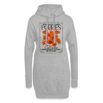 Fleur de coquelicot style art déco avec citation de poésie - Sweat-shirt à capuche long Femme - gris chiné - Devant