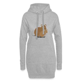 Quokka mit Baby - Hoodie-Kleid - Grau meliert - Vorne