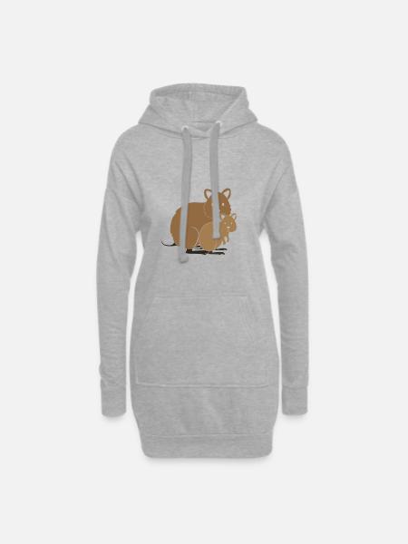 Quokka met baby - Hoodiejurk - grijs gemêleerd