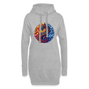 Vibrant Yin Yang Dragon - Sweat-shirt à capuche long Femme - gris chiné - Devant