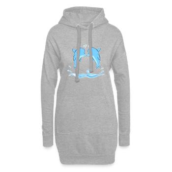 liebespaar pärchen delfin tiere meerestier liebe - Hoodie-Kleid - Grau meliert - Vorne