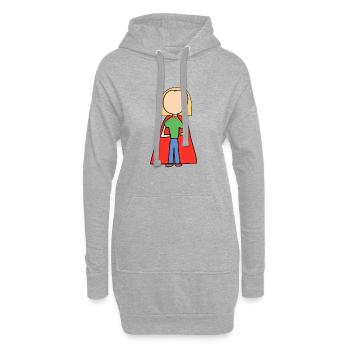 Heldin Frau Held Symbol Mensch - Hoodie-Kleid - Grau meliert - Vorne