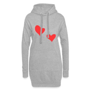 zwei Herzen Herz Symbol Liebe rot - Hoodie-Kleid - Grau meliert - Vorne