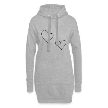 zwei Herzen Herz Symbol - Hoodie-Kleid - Grau meliert - Vorne