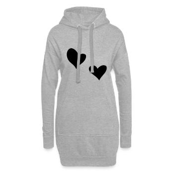 zwei Herzen Herz Symbol Liebe - Hoodie-Kleid - Grau meliert - Vorne