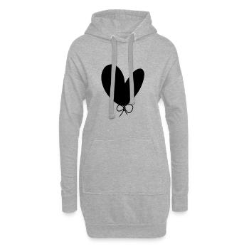Schleife Herz Symbol - Hoodie-Kleid - Grau meliert - Vorne
