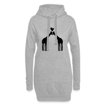 Girafe Animal Symbole Amour Girafes Animaux Coeur - Sweat-shirt à capuche long Femme - gris chiné - Devant