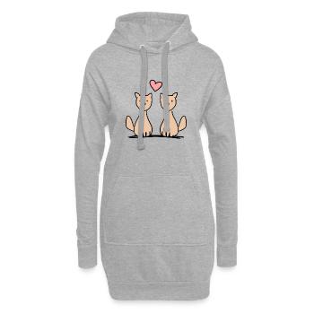 Couple amour animaux chiens chien - Sweat-shirt à capuche long Femme - gris chiné - Devant