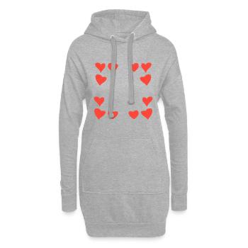 Cadre Motif Coeurs Carré Coeur Rouge - Sweat-shirt à capuche long Femme - gris chiné - Devant