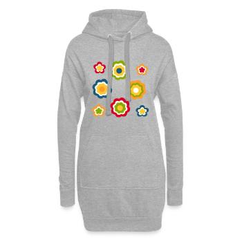 70er Jahre Blume Muster Retro Hippie Festival - Hoodie-Kleid - Grau meliert - Vorne
