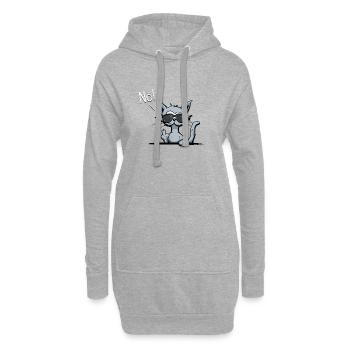 Nö! Grummelige Mittelfinger-Katze mit Sonnenbrille - Hoodie-Kleid - Grau meliert - Vorne