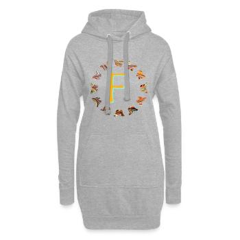 Papillons E 56 F - Sweat-shirt à capuche long Femme - gris chiné - Devant