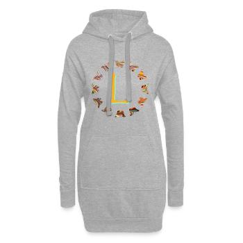 Papillons E 56 L - Sweat-shirt à capuche long Femme - gris chiné - Devant
