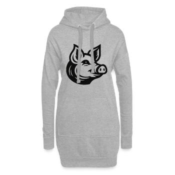 Tête de cochon - Design minimaliste de cochon - Sweat-shirt à capuche long Femme - gris chiné - Devant