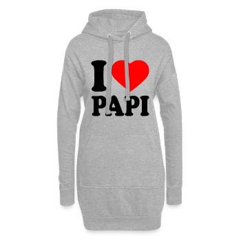 I love papi - Sweat-shirt à capuche long Femme - gris chiné - Devant