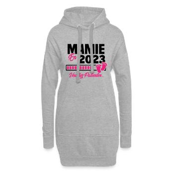 Mamie en 2023 / Cadeau future mamie 2023 - Sweat-shirt à capuche long Femme - gris chiné - Devant